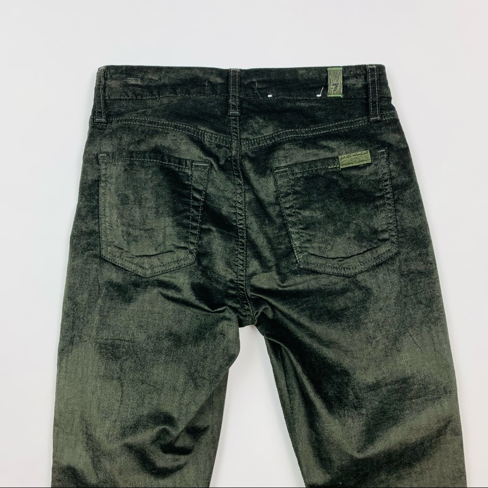 7 For All Mankind Green Velvet Skinny Jeans Sz 24 - Picture 9 of 10